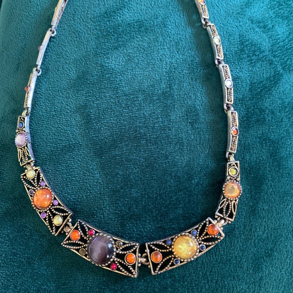 Women Nwot necklace real stone gold plating Colorful Luxurious - Picture 2 of 2